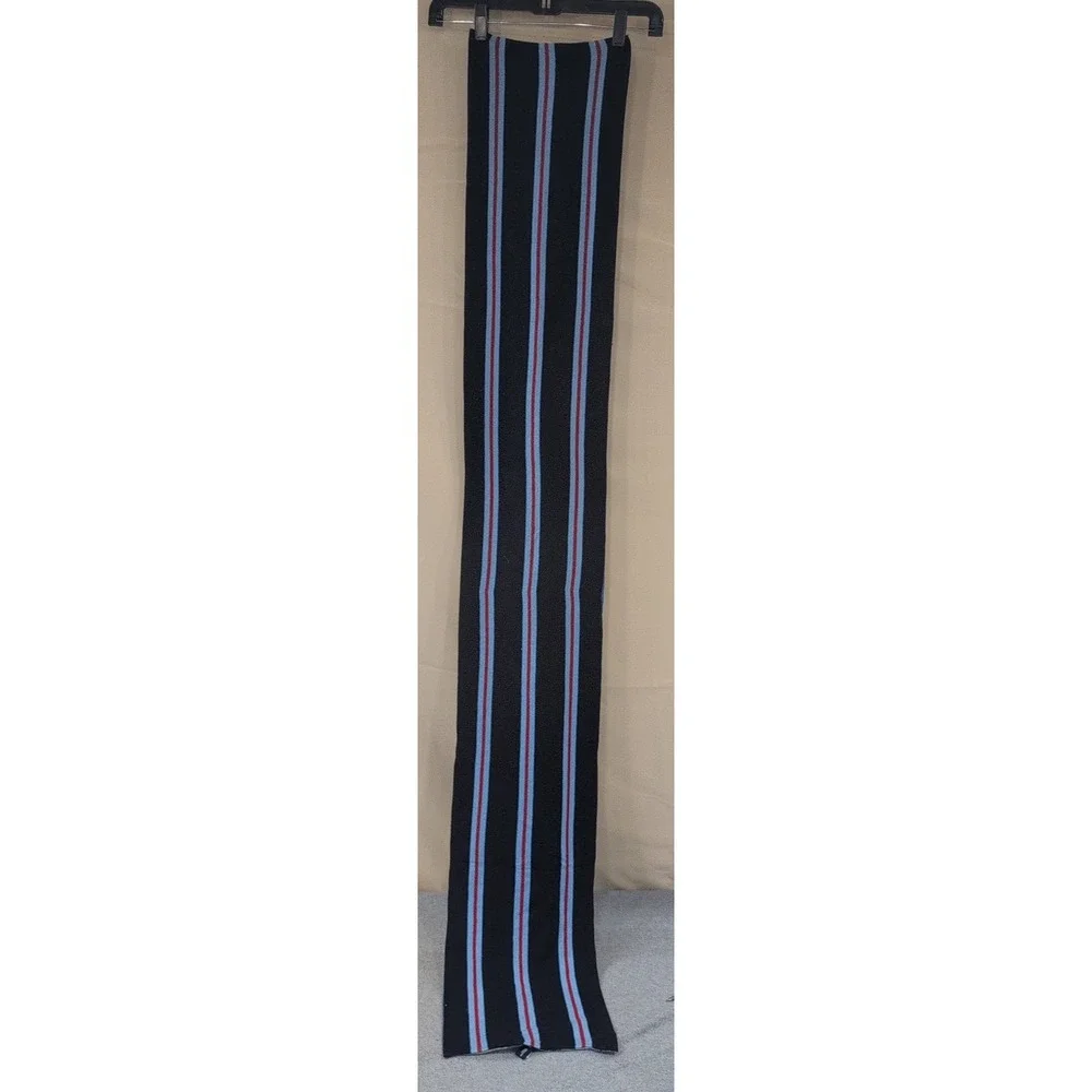Gap Reversible Knit Scarf Blue Grey Black Striped 348238 Cotton Blend Mens Women